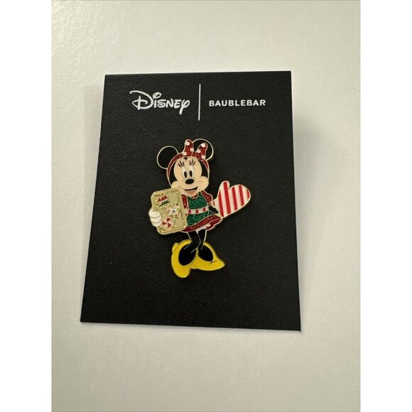 BaubleBar Disney Minnie Mouse Holiday Baker Pin New C40 - Picture 1 of 2